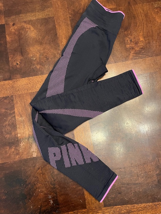 PINK Victoria's Secret Pants - PINK Active Black & Pink Leggings XS Preowned Good Condition